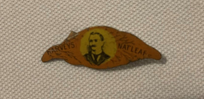 Antique Harveys Nat Leaf Tobacco Tin Tag 1870s 1910s Figural Leaf Shape Pin Back Advertising Collectible Tobacciana 🚬
