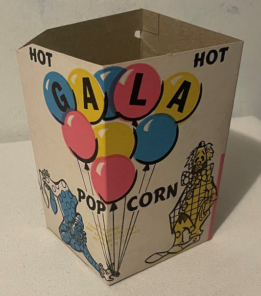 Vintage 1950s GALA Circus Popcorn Box 🎪 Clowns & Balloons NOS Vend-A-Box Newport Kentucky American Made
