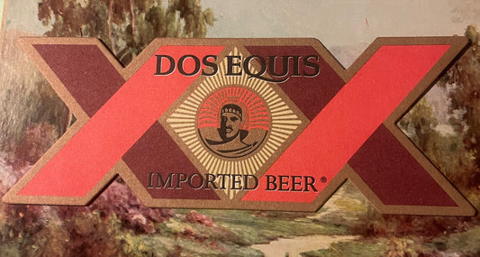 Vintage Dos Equis XX 🍺 Die-Cut Double-Sided Beer Coaster 1980s Breweriana Imported Beer Collectible American Made