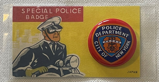 Vintage NYPD Special Police Badge Tin Litho Pinback Button on Card New York City New Old Stock Made in Japan 🚔