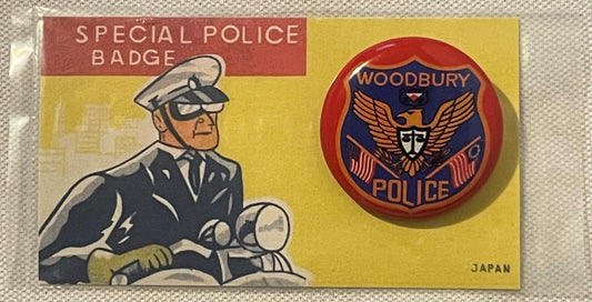 Vintage 1950s Woodbury Special Police Badge 🚔 Tin Litho on Original Pin, NOS Japan Collectible