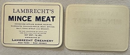 The same label shown front and back - the printed face on the left, and on the right its blank reverse, where the printing shows through the paper in mirror image