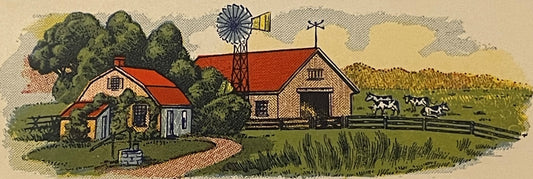 Antique Brick's Old Homestead Mince Meat Label 🏚️ LARGE RECTANGULAR Farm Scene, Edgar Brick & Sons NJ, NOS 1920s