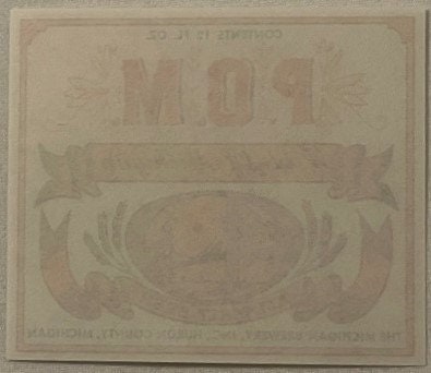 Vintage P.O.M. 🍺 Pride of Michigan All Malt Beer Label — The Michigan Brewery Inc., Huron County American Made