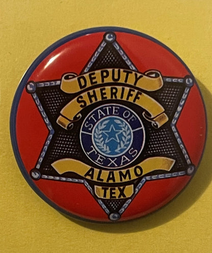 Vintage Tin Litho Deputy Sheriff Badge 🌟 Special Police Toy Pin Alamo Texas Made in Japan 1950s