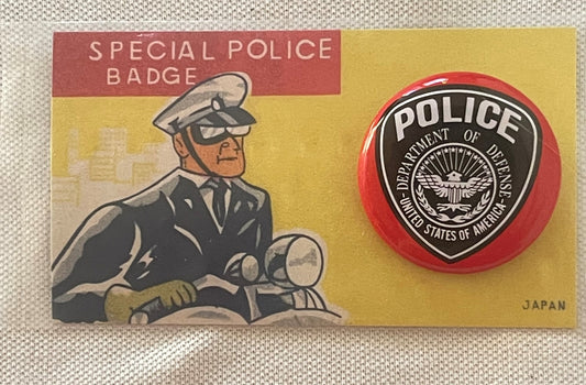 Vintage Tin Litho Special Police Badge 🚔 Department of Defense DOD Eagle Seal Pinback Made in Japan 1950s