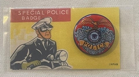 Vintage 1950s Special Police Badge 🚔 Commonwealth of Massachusetts Tin Litho New Old Stock on Original Card