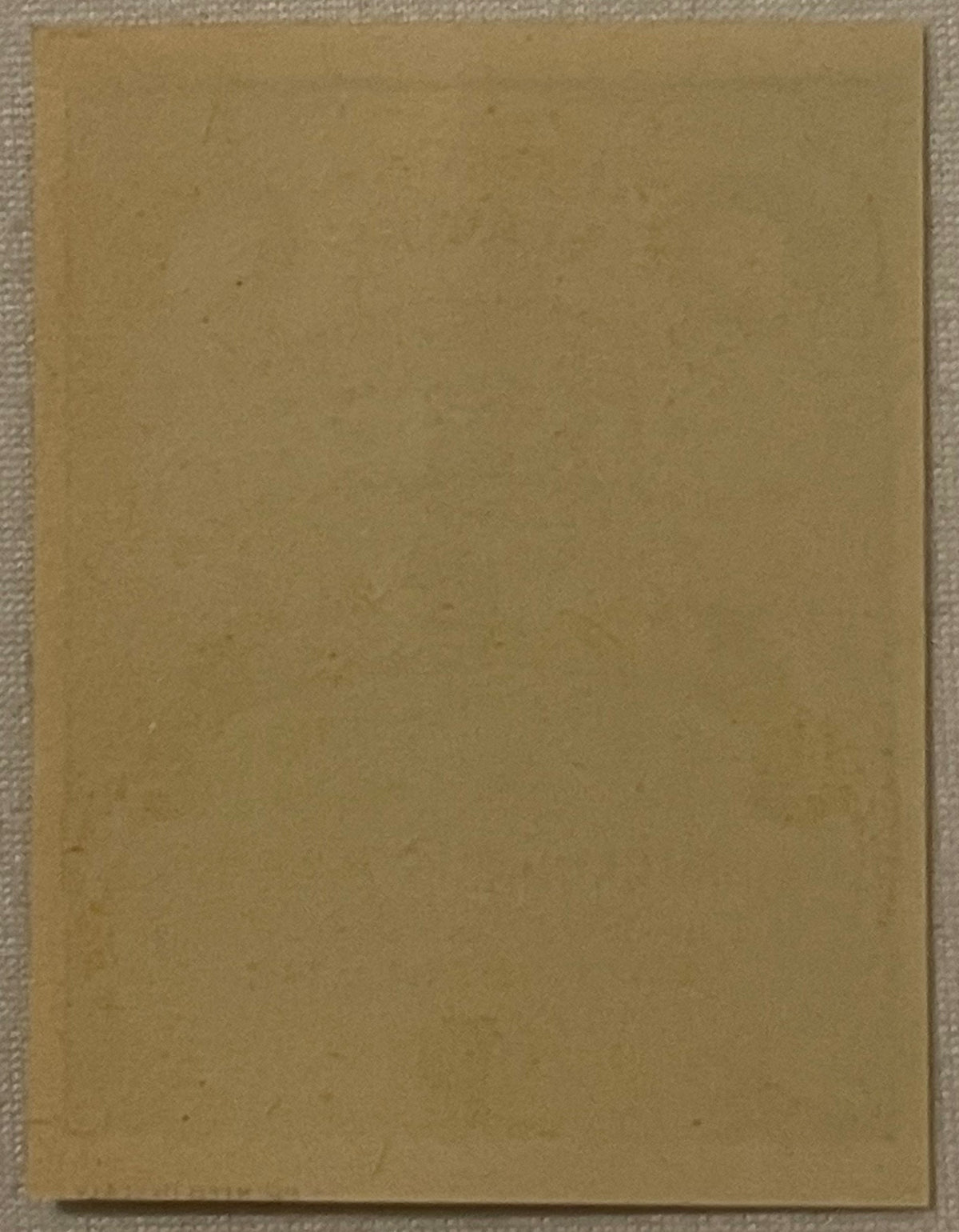 Blank tan cardboard label on textured fabric surface, photographed flat