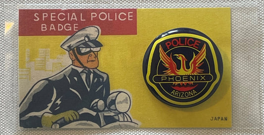 Vintage 1950s-60s Phoenix Arizona Special Police Badge 🔥 Tin Litho Pinback Button, Japan NOS