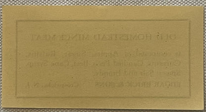 Antique Brick's Old Homestead Mince Meat STRIP LABEL 🏡 Edgar Brick & Sons Crosswicks NJ, Letterpress NOS