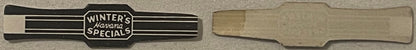 Antique Winter's Havana Specials cigar band lithograph showing black and white design on tan background with plain band besid