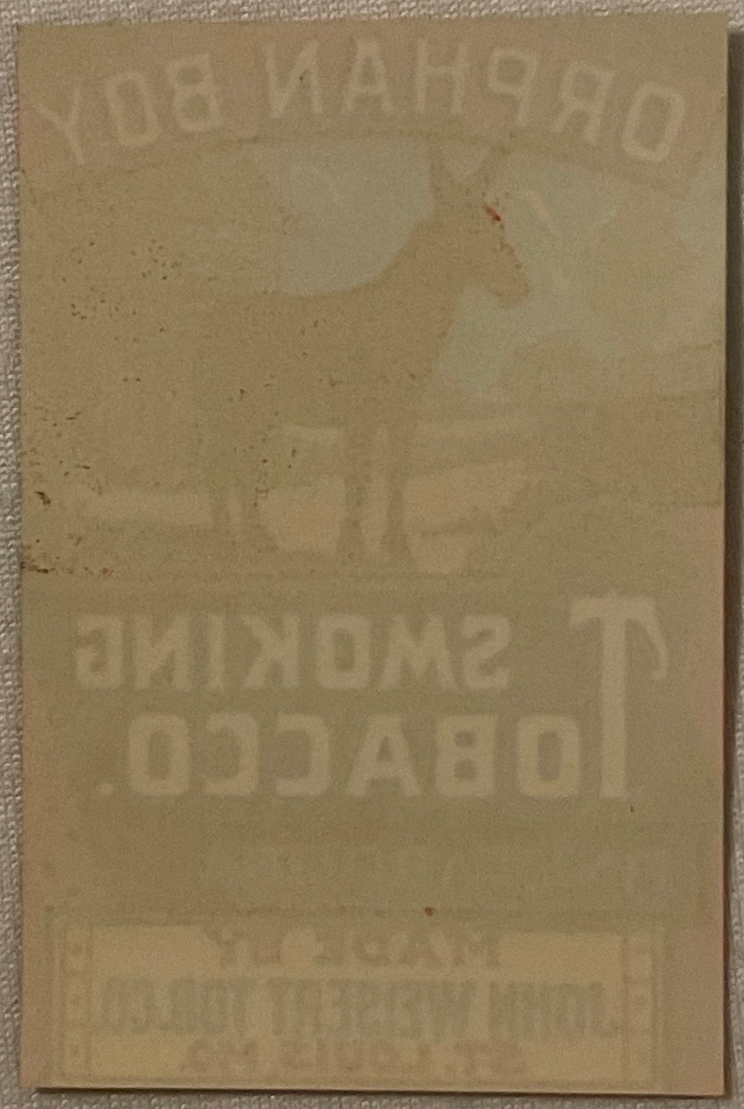Antique Orphan Boy Smoking Tobacco Label 🫏 John Weisert Tob. Co. St. Louis MO Fine Carolina NOS