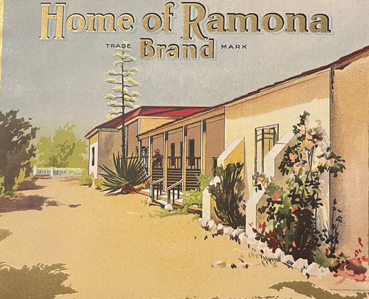 Antique 1900s Home of Ramona Citrus Crate Label 🍊 — Camulos, Ventura County CA — U. F. del Valle, Copyrighted 1900