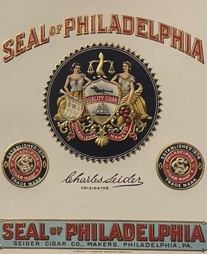 Antique Seal of Philadelphia Cigar Label 🏛️ Seider Cigar Co PA 1900s NOS Dual Seal