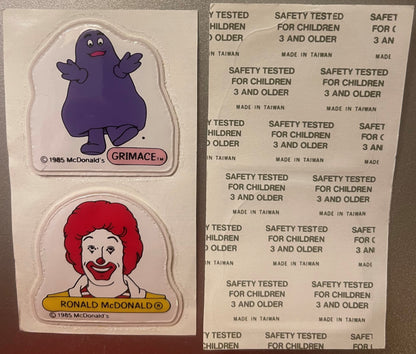 Vintage 1985 McDonald's Ronald & Grimace Puffy Stickers 🍟 McDonaldland Set