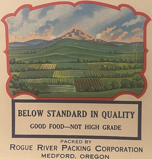 Vintage Bizarre 1930s Sun‑Tint Plum Label – “Below Standard in Quality” Medford OR 🍑