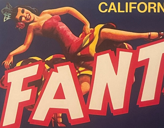 Vintage Fantasia Brand Fruit Crate Label 💃 — 1970s-80s Tri-Boro Fruit Co. Fresno California, Flamenco Dancer Pinup Art