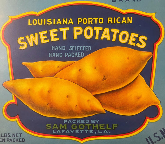 Vintage Ilene Brand Sweet Potato Crate Label 🍠 1940s Lafayette Louisiana Porto Rican Yams, Sam Gothelf