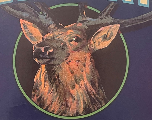 Vintage Valley King Brand Vegetables Crate Label 🦌 — 1940s San Francisco, Elk Stag & Ripe Tomato Graphics