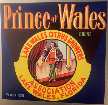 Vintage Prince of Wales Crate Label from the 1950s