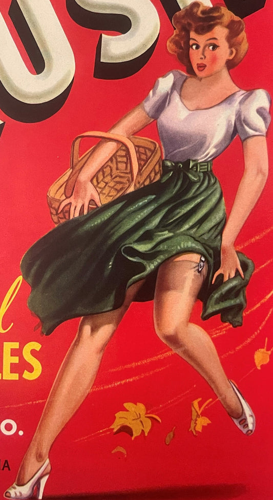 Vintage 1940s On Rush Brand Selected Vegetables Crate Label — F. H. Hogue Co., Yuma AZ and Firebaugh CA