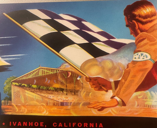 Vintage Win Brand Crate Label 🏁 - W.D. Winton & Son Ivanhoe California, Emperor Grapes, Auto Racing NOS