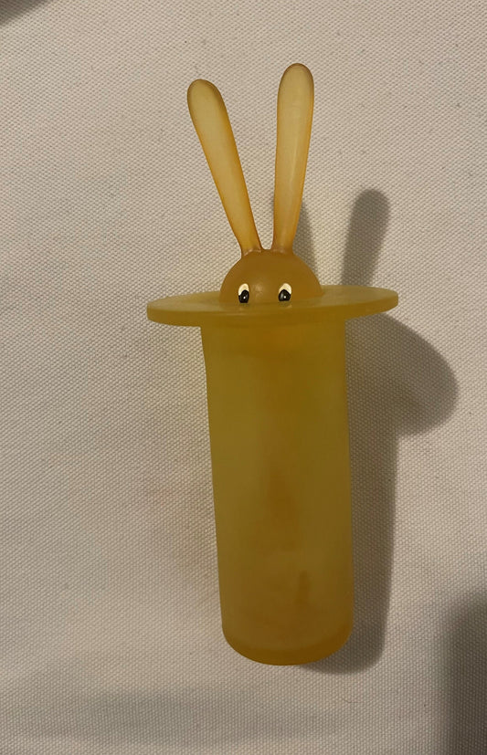 Vintage Bunny Toothpick Holder 🥃 Amber Yellow Figural Rabbit, New Old Stock in Original Box, Retro Kitchen Novelty, Item K4670