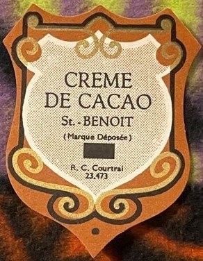Antique Vintage 1920s - 1930s Creme De Cacao Belgian Label ✨ St. Benoit, Courtrai