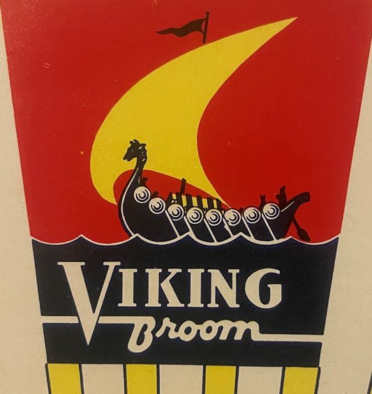 Vintage 1935 Viking Broom Label NOS NROG National Retailer Owned Grocers Chicago Art Deco Nautical Ship Dated Collectible 🧹