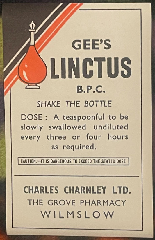 Very Rare Antique Vintage 1910s - 1920s Gee's Linctus Label ✨ Opium and Alcohol