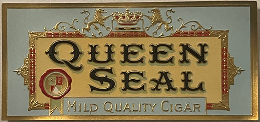 Antique Queen Seal 👑 Gold Embossed Chromolithograph Cigar Box Label | 1900s–1920s New Old Stock American Made