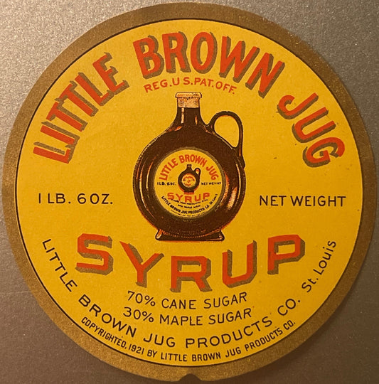 Antique Little Brown Jug Syrup Label 1920s NOS St. Louis Missouri Prohibition Era Advertising Americana Kitchen Decor 🍯