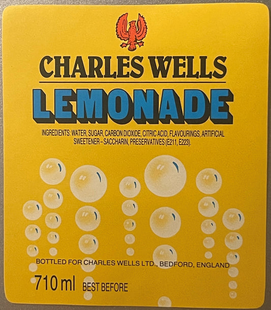 Vintage Charles Wells Lemonade Label 1970s Bedford