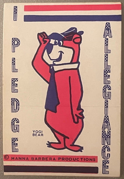 Vintage Yogi Bear bicentennial sticker with red and blue patriotic design, featuring text reading "PILFER" and "PILFER BERG" 