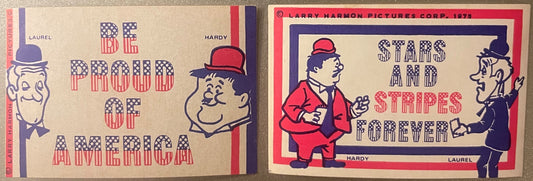 Vintage 1975 Laurel and Hardy Bicentennial Stickers 🎬 Patriotic Larry Harmon