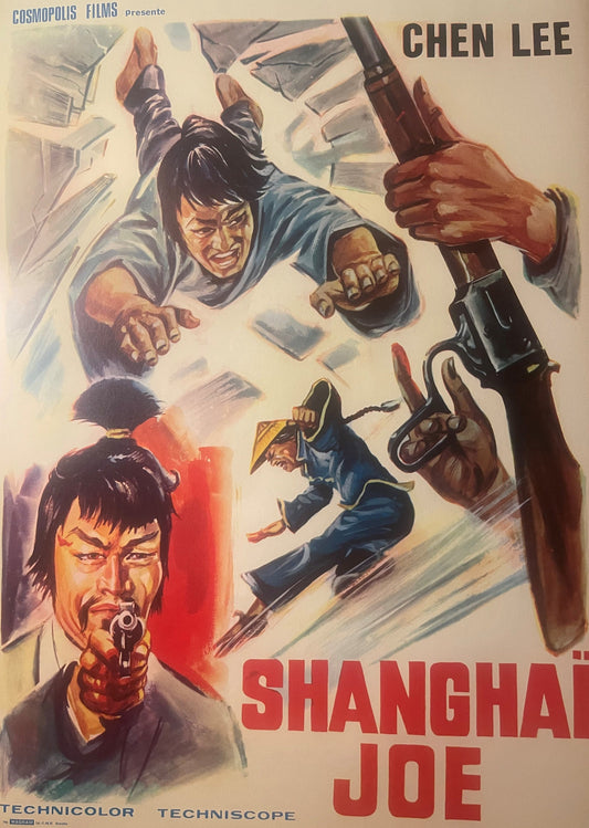 Vintage Shanghai Joe Belgium Movie Poster 🥋 1973 Kung Fu Spaghetti Western, Chen Lee, Cosmopolis Films