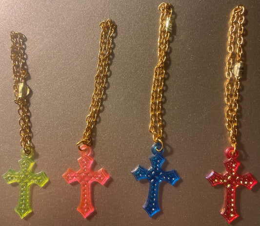Vintage 1980s Colorful Christian Cross Charms Bracelets ✨ Very Neat!