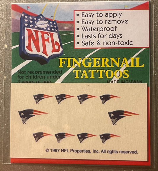 Vintage 1997 NFL Fingernail Tattoos New England Patriots ⚾ It's Football Season!!!
