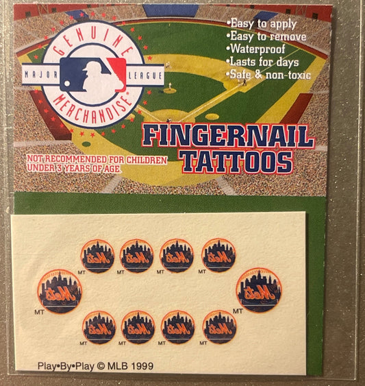 Vintage 1999 MLB Fingernail Tattoos New York Mets ⚾ It's Baseball Season!!!