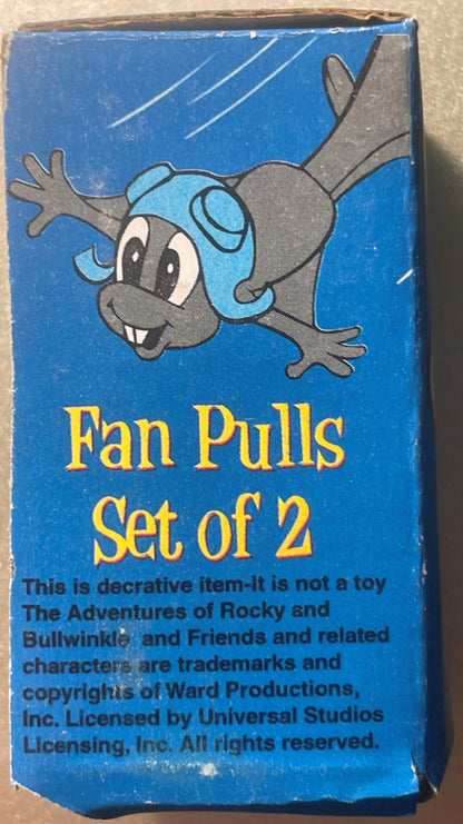 Blue cardboard box featuring cartoon moose character with light blue head and gray body, yellow text reading "Fan Pulls Set o