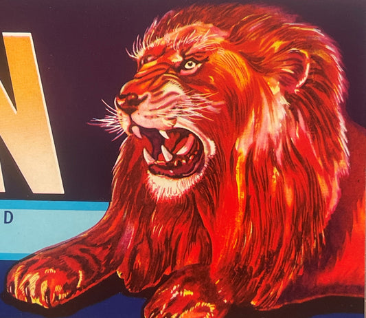 Vintage Red Lion Brand 🦁 Lithograph Crate Label — Red Lion Packing Co., Exeter, California American Made