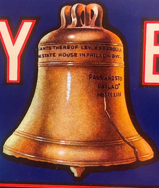 Vintage Liberty Bell Brand 🔔 Crate Label C. & A. Emerzian Growers Fresno & Modesto California Alicante Grapes American Made