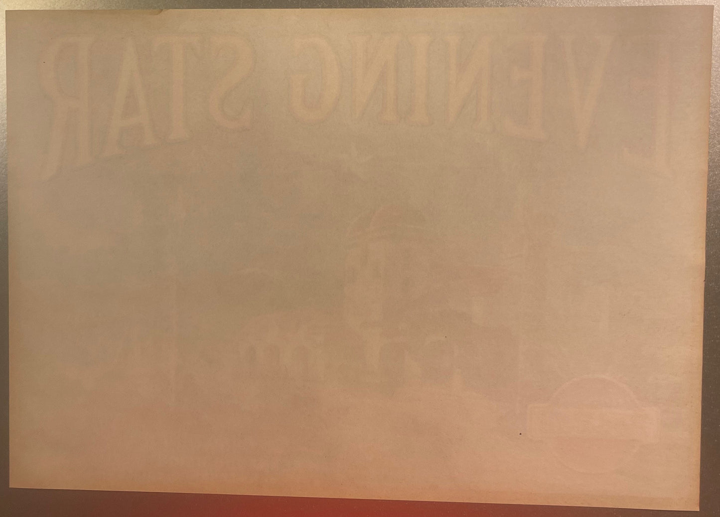 Pale cream-colored vintage lemon crate label with embossed text reading "Evening Star" and "San Fernando Heights Lemon Ass'n 