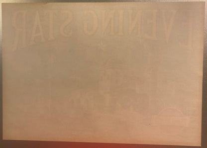 Pale cream-colored vintage lemon crate label with embossed text reading "Evening Star" and "San Fernando Heights Lemon Ass'n 