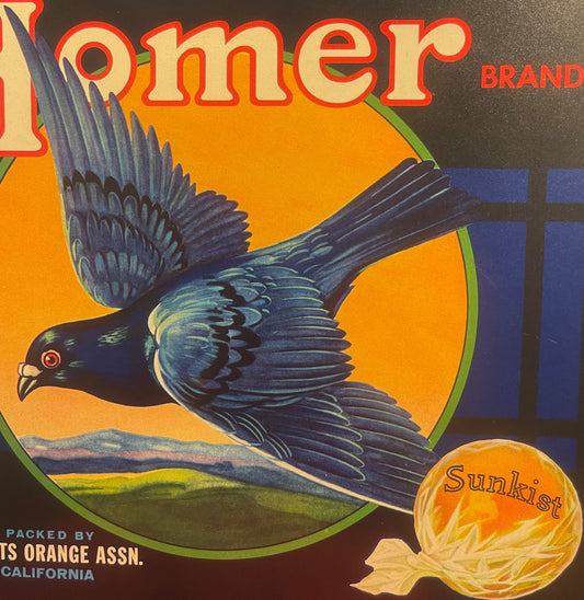 Vintage 1940s Homer Pigeons Crate Label Honors WWII Allied Heroes