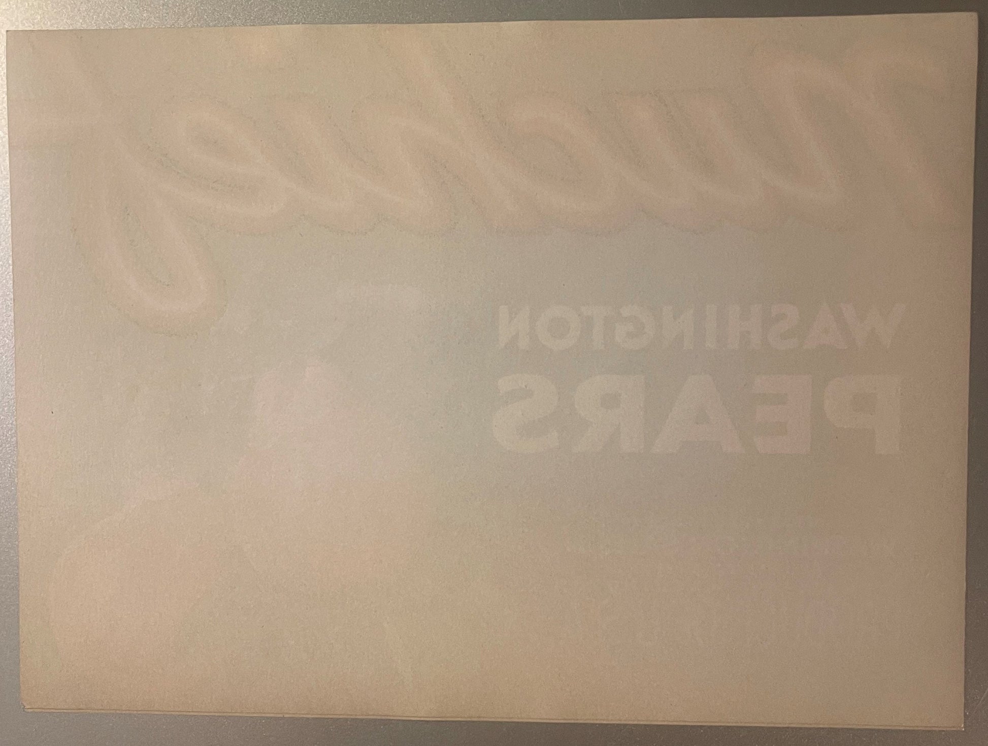 Cream-colored vintage crate label with faint embossed text reading "Pears" and what appears to be "291" or similar numbers, p