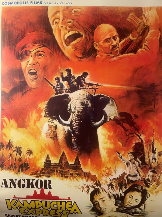 Vintage 1982 Angkor Kampuchea Express Belgium Movie Poster 🖼️ Cambodia Cult Action Adventure, Woody Strode