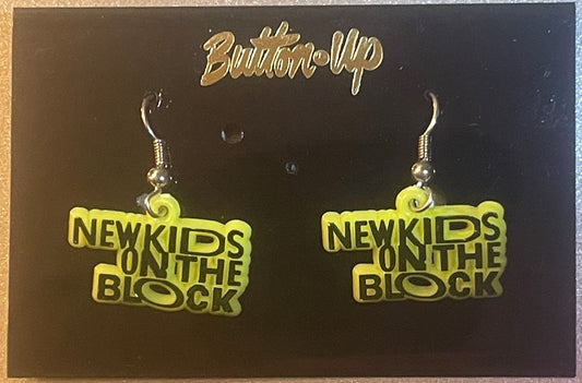 Vintage 1991 New Kids on the Block Earrings — Yellow Variant — Original ButtonUp Card NOS 🎤