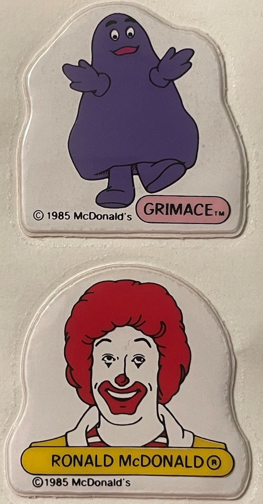 Vintage 1985 McDonald's Ronald & Grimace Puffy Stickers 🍟 McDonaldland Set