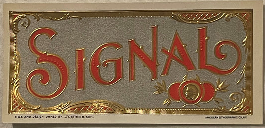 Antique “Signal” Gold Embossed Cigar Label American Lithographic Co 1900s 1920s NOS 🚬